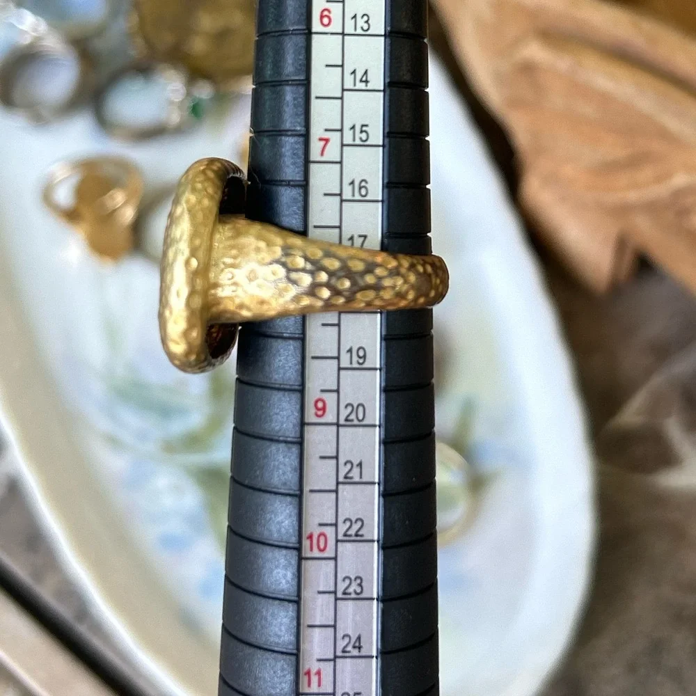 Hammered Gold & Diamond Ring